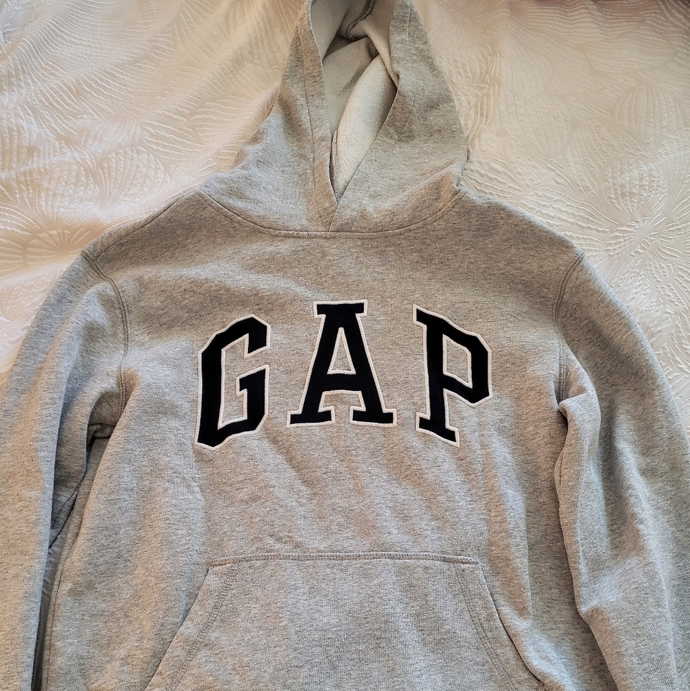GAP Light Gray Hoodie with Black Logo Kids